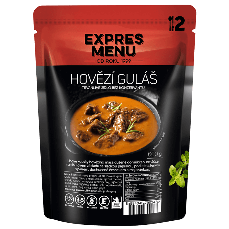 Hovězí guláš 2 porce EXPRES MENU 600 g