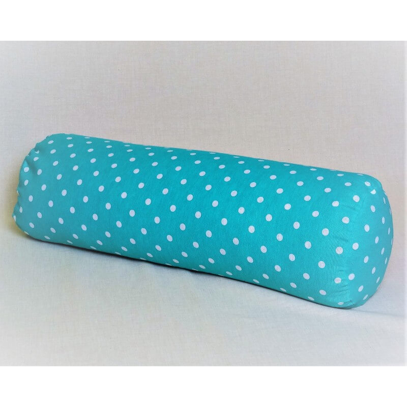 Pohánkový relaxačný valec 15 x 50 cm tyrkysový puntík