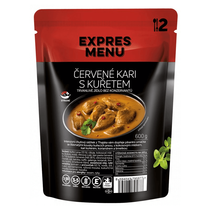 Červené karí s kuraťom 2 porcie EXPRES MENU 600 g